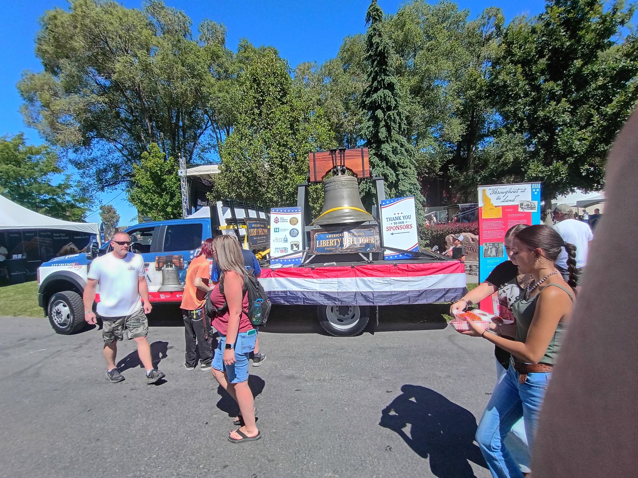 Visitors exploring a Liberty Bell heritage display at the Eastern Idaho State Fair in Blackfoot, Idaho Visitors exploring a Liberty Bell heritage display at the Eastern Idaho State Fair in Blackfoot, Idaho