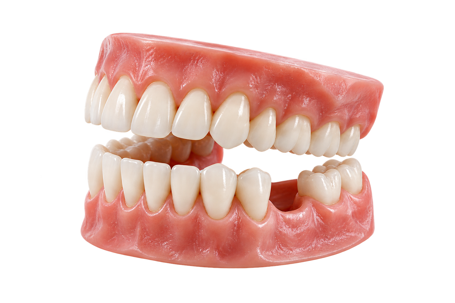 Dental model showing a single missing lower tooth