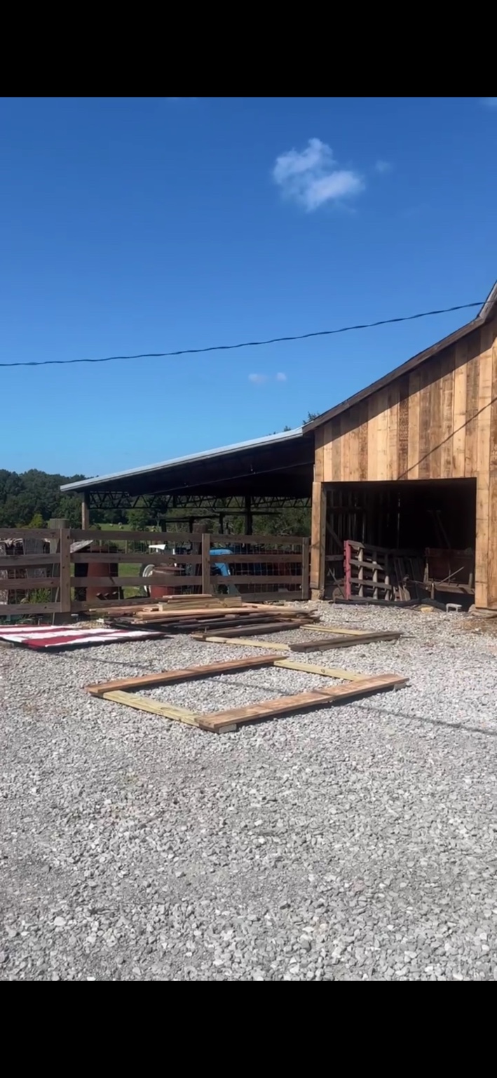 JT's Flag Barn — Barn facade condition reviewed before siding replacement