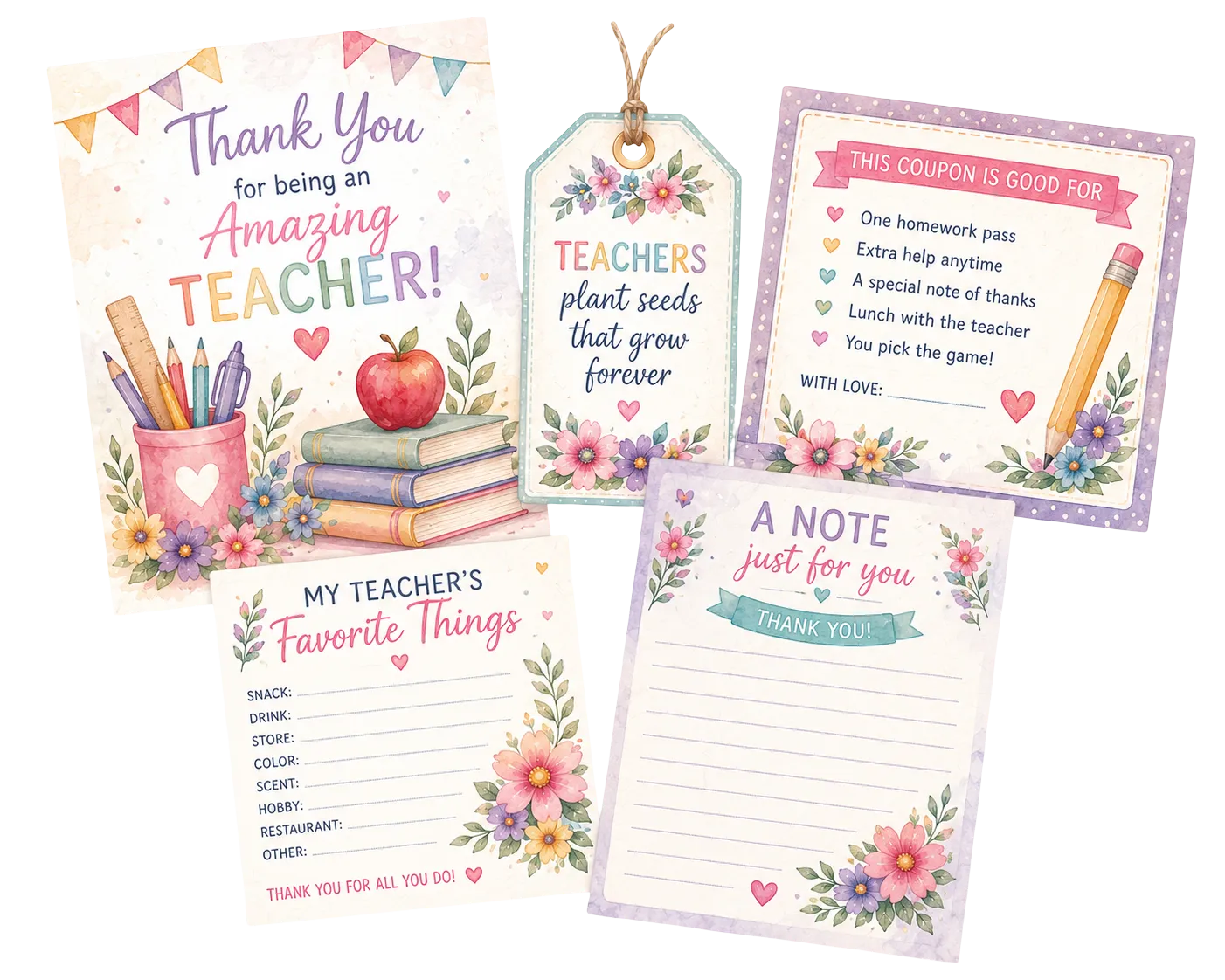Teacher gift printable bundle example