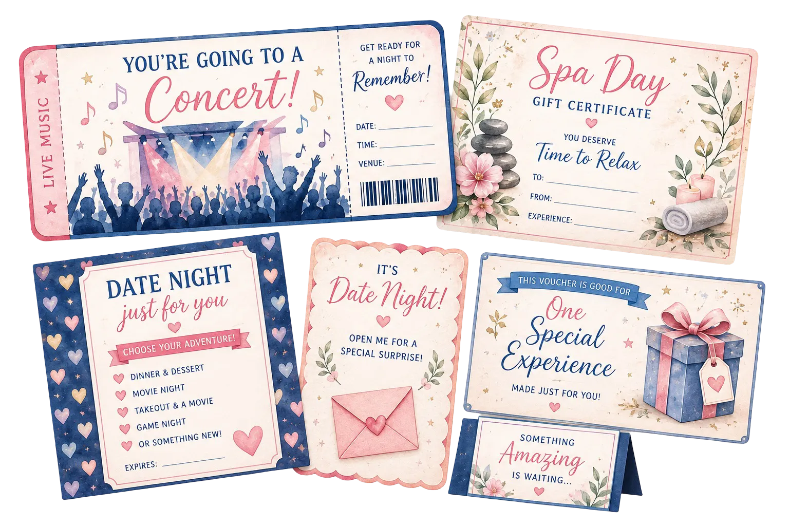 Experience and event reveal printable bundle example