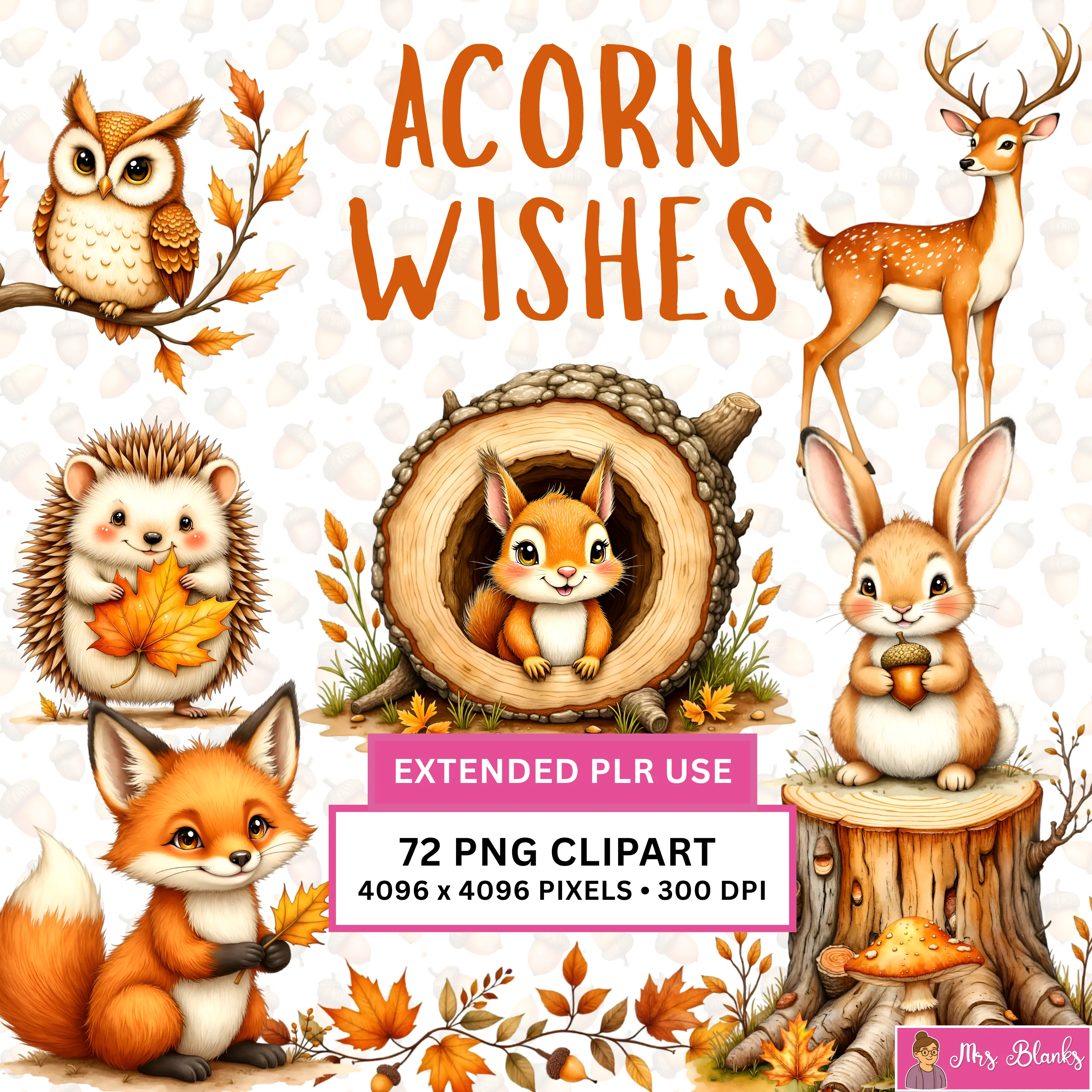 Autumn Squirrel Woodland Animal Watercolor Clipart PNG - Extended ...