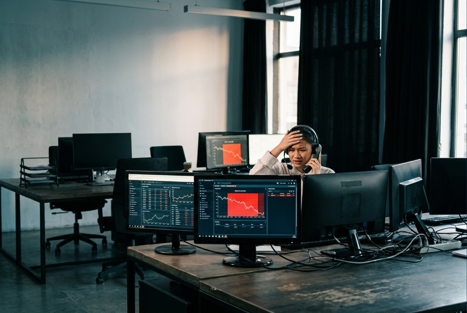 Contact center supervisor reacting to a service level drop on real-time dashboards