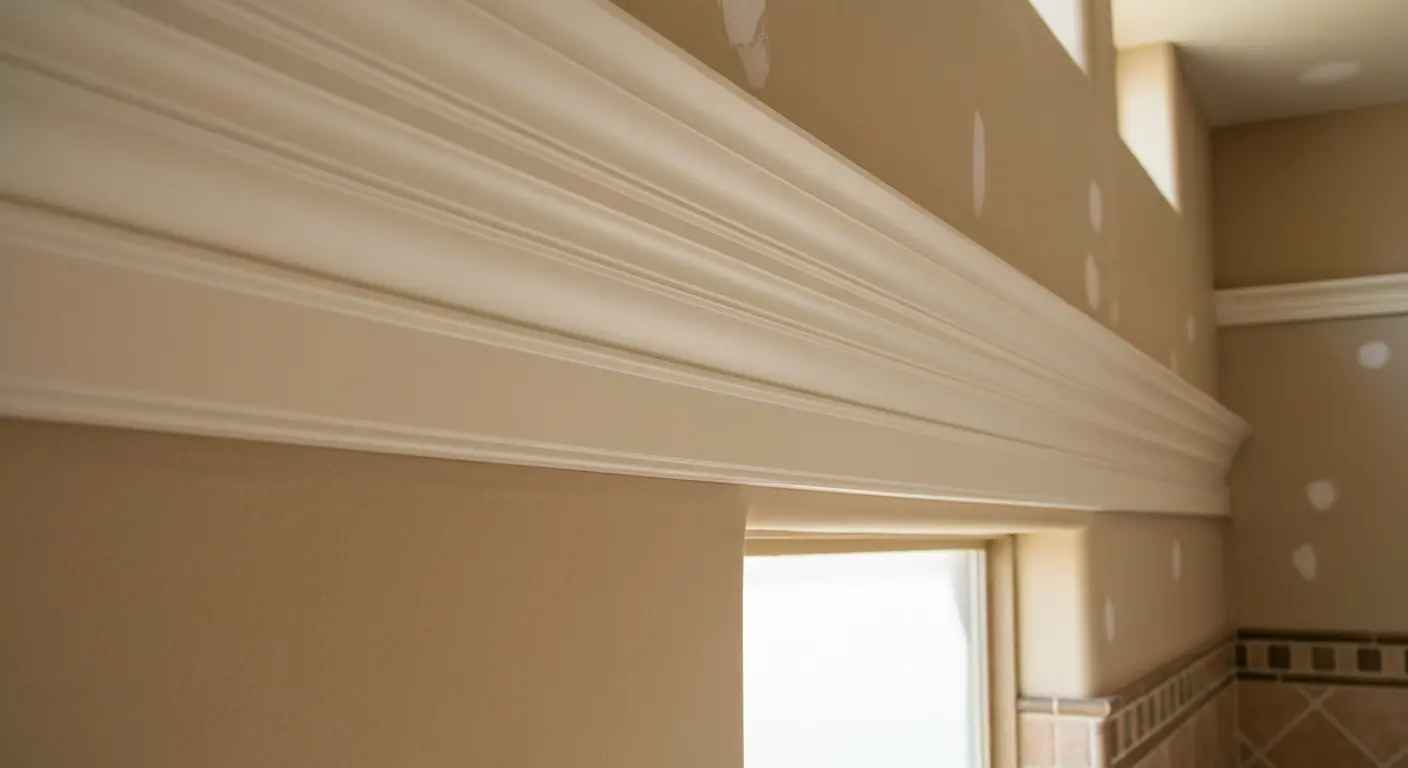 Bathroom crown molding and baseboards installed
