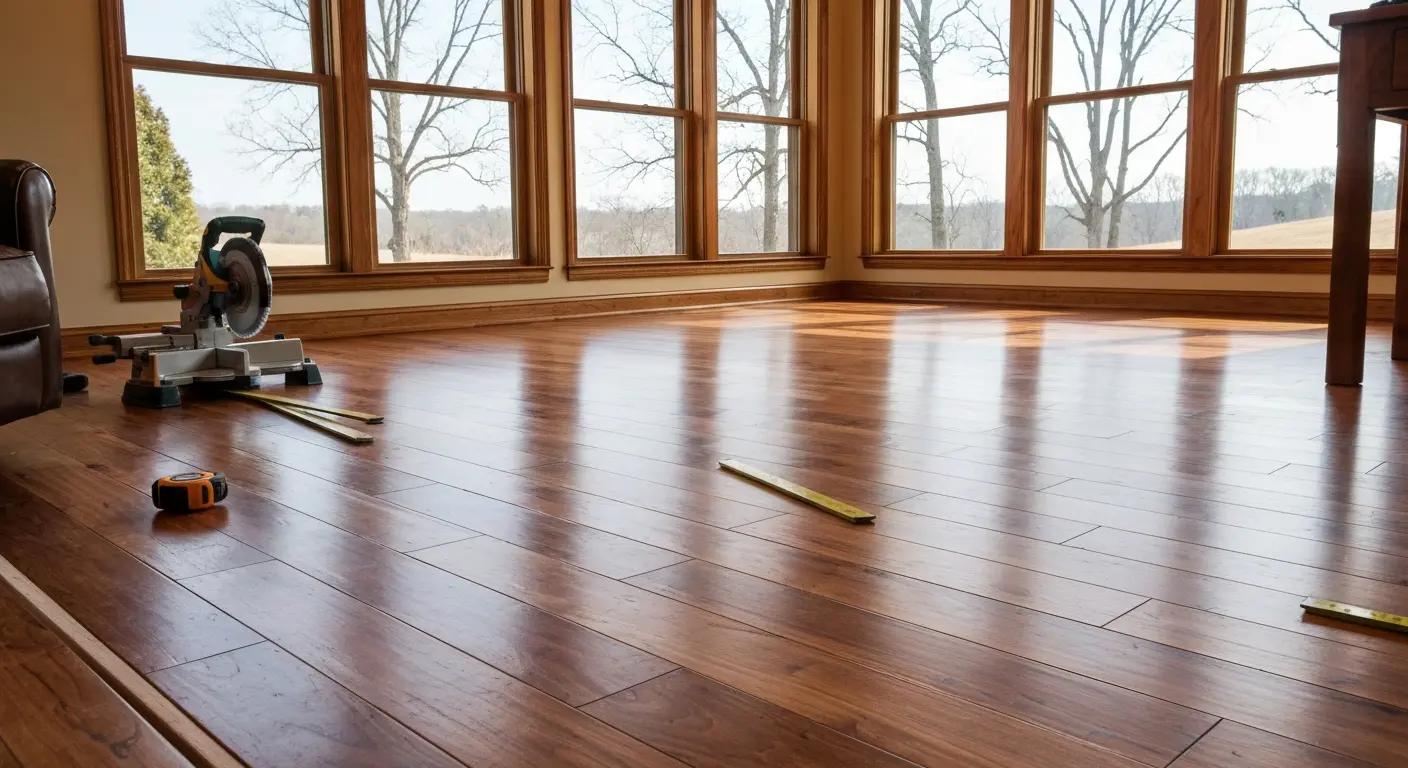 Engineered hardwood in sunroom