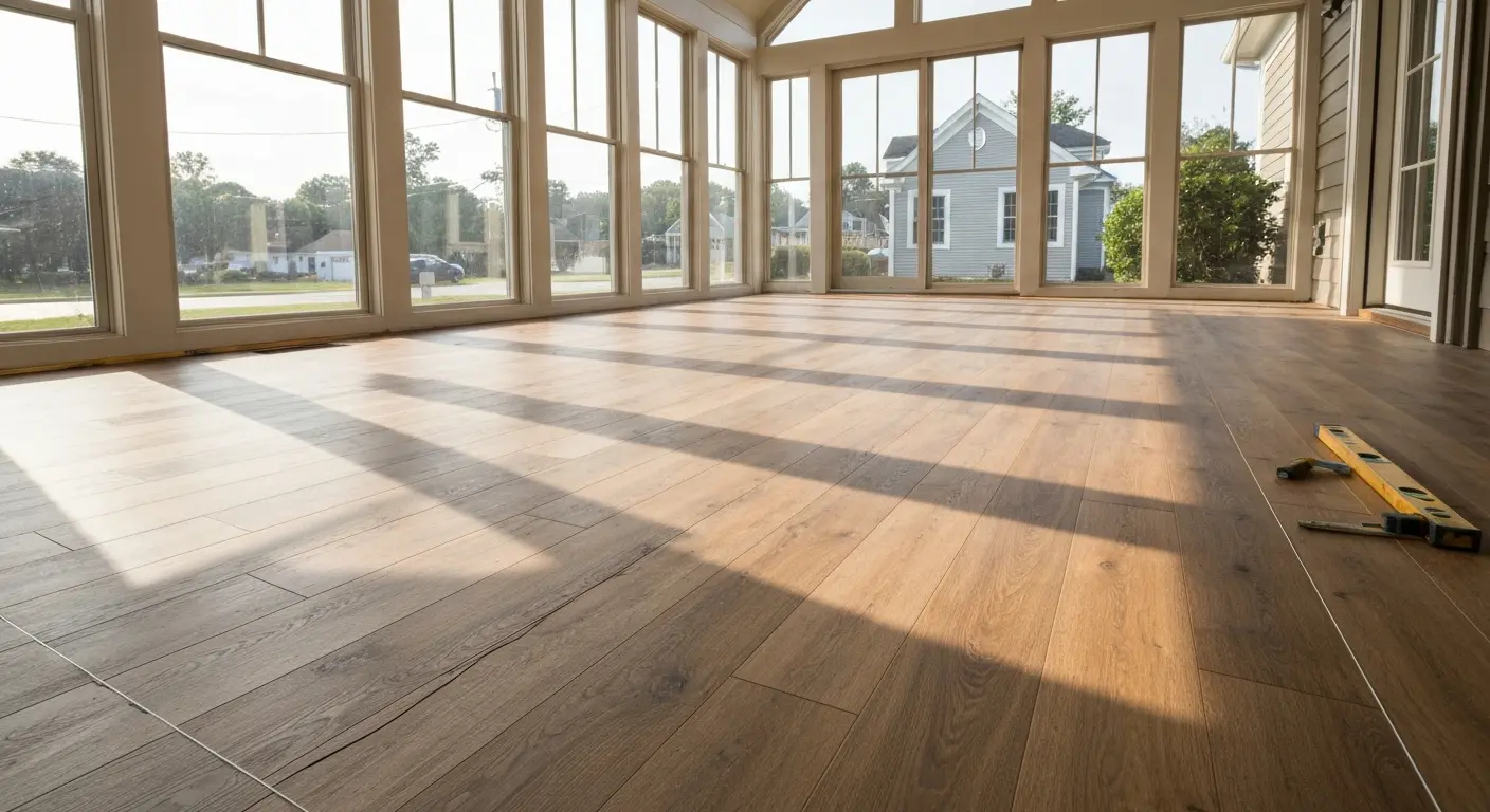 Luxury vinyl plank sunroom flooring