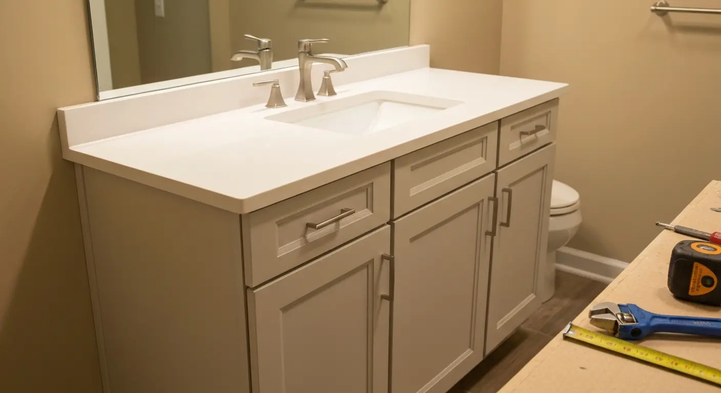 Single bathroom vanity installation