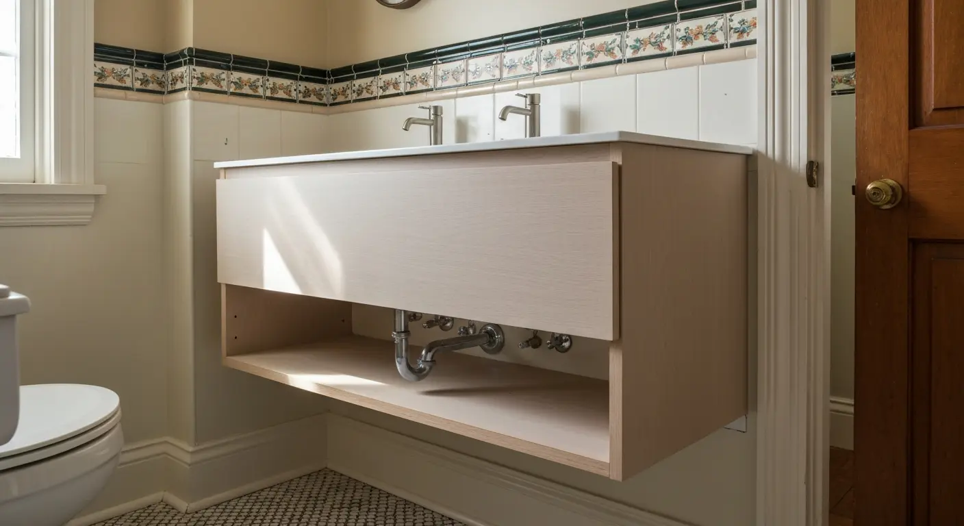 Floating bathroom vanity installation
