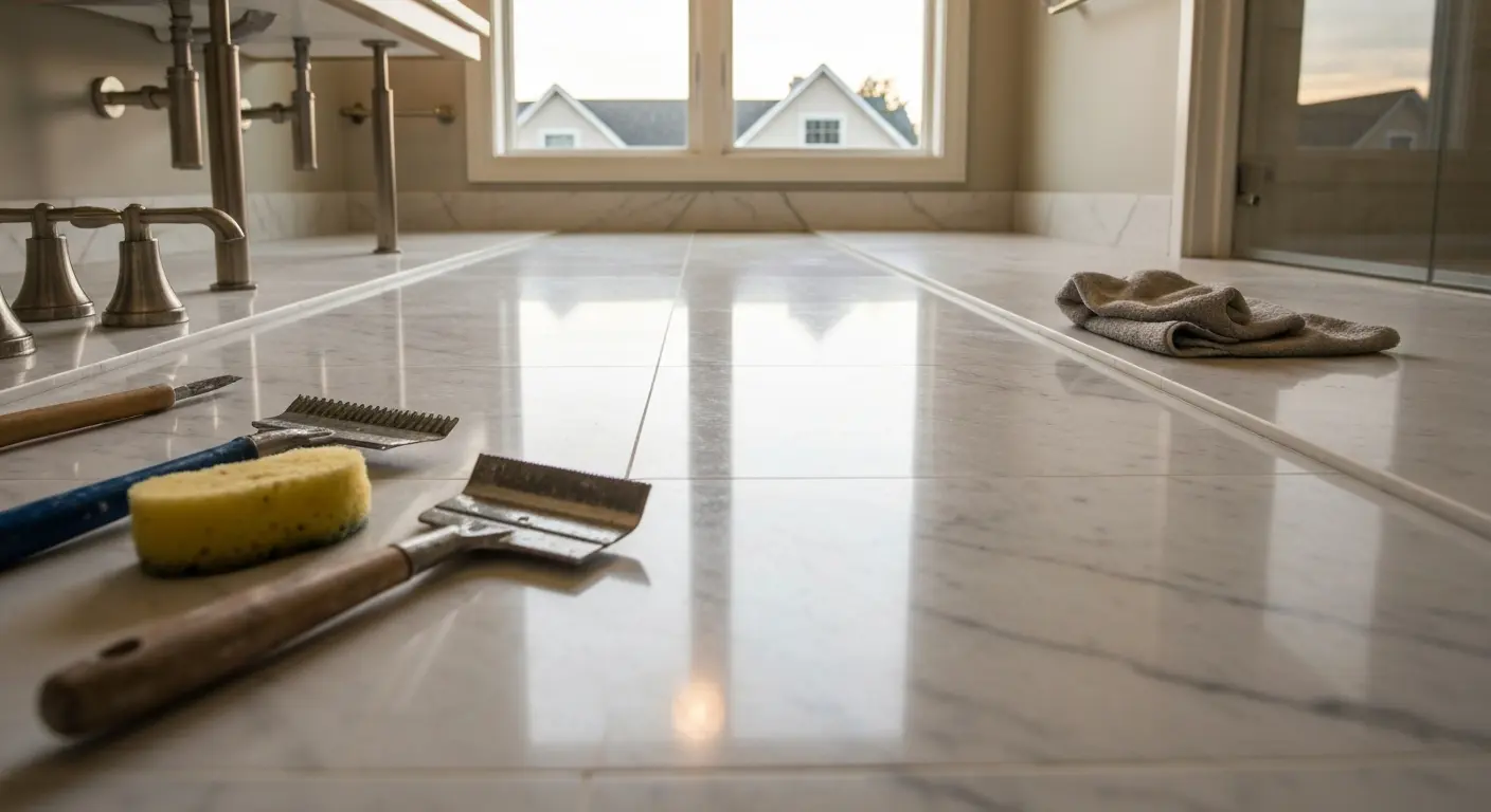 Natural stone bathroom flooring