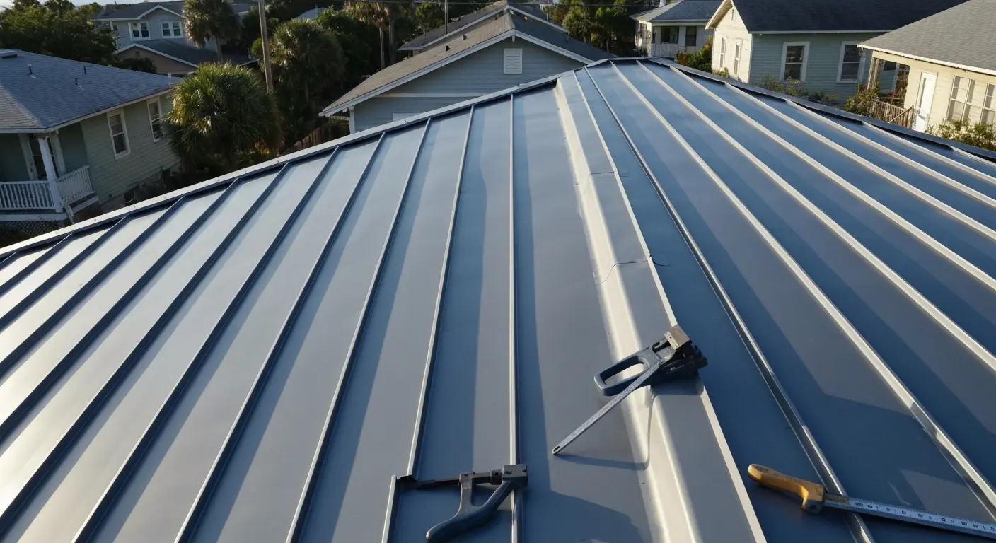 Standing seam metal roof installation