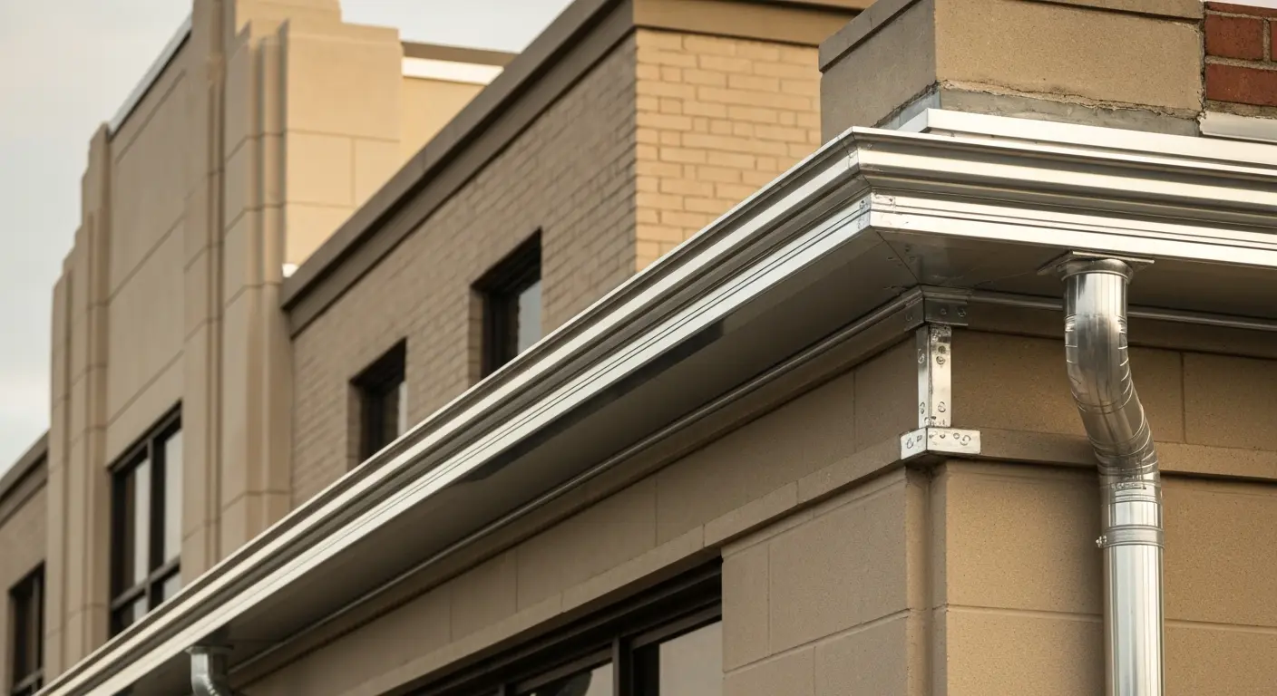 Commercial aluminum gutter installation