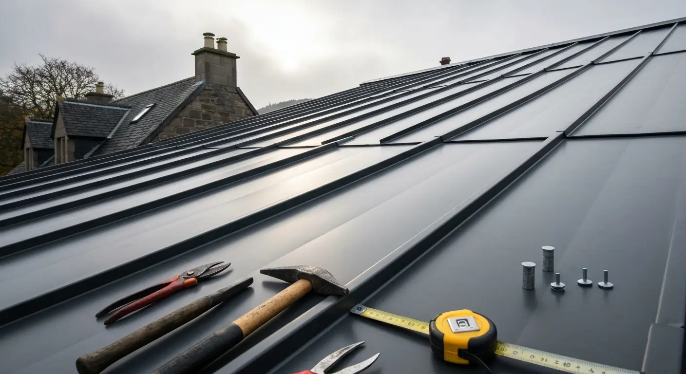 Roof replacement with metal panels