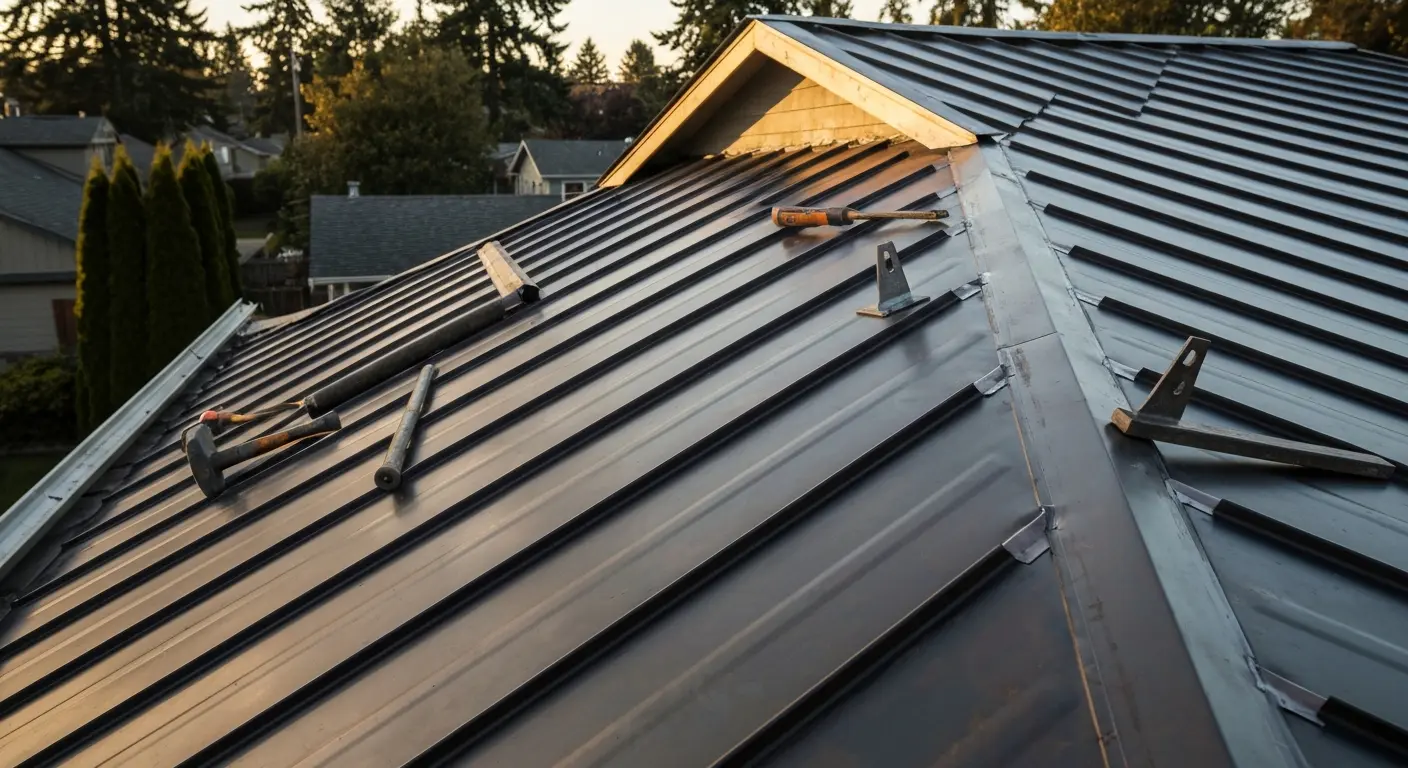 Metal shingle roof installation