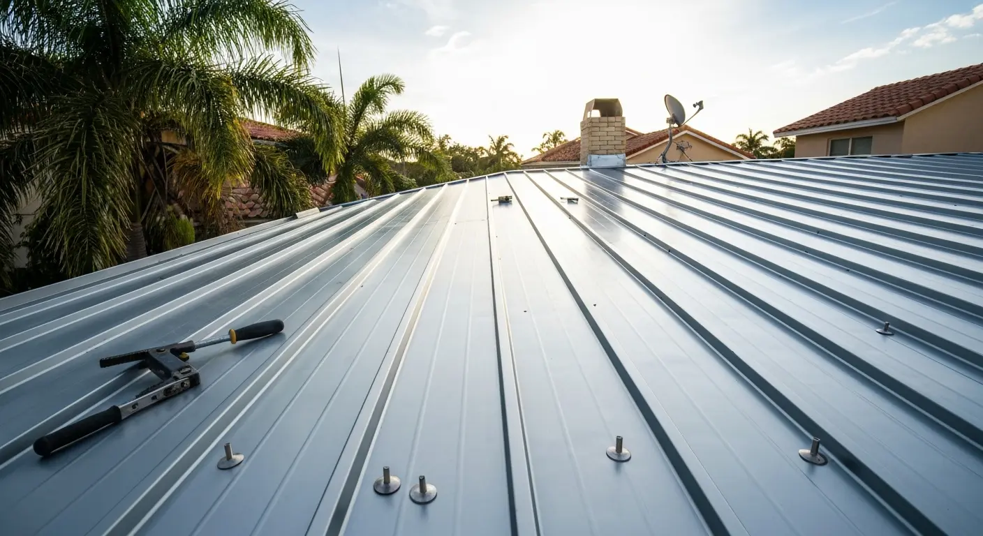 Standing seam metal roof installation