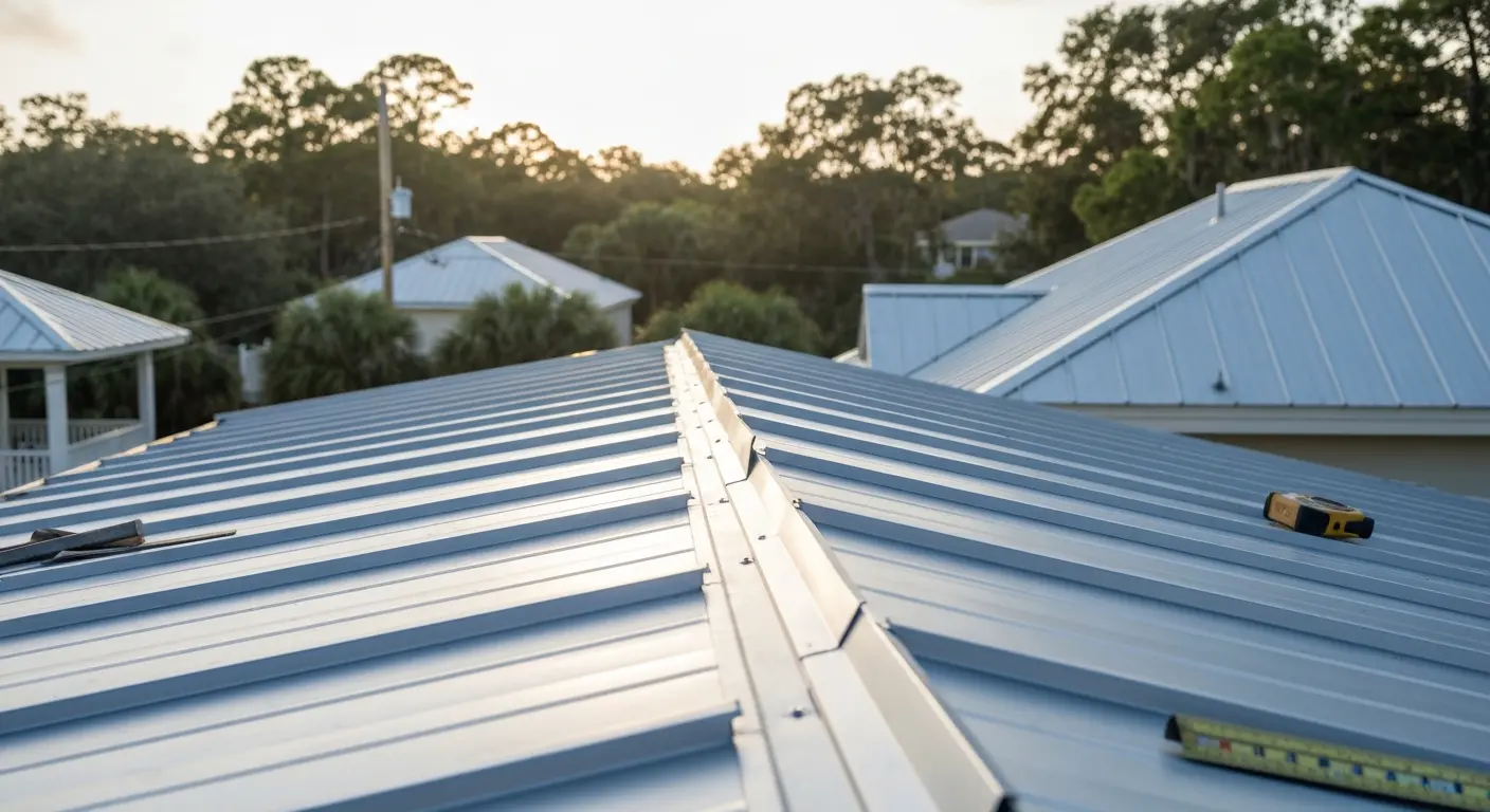 Standing seam metal roof installation