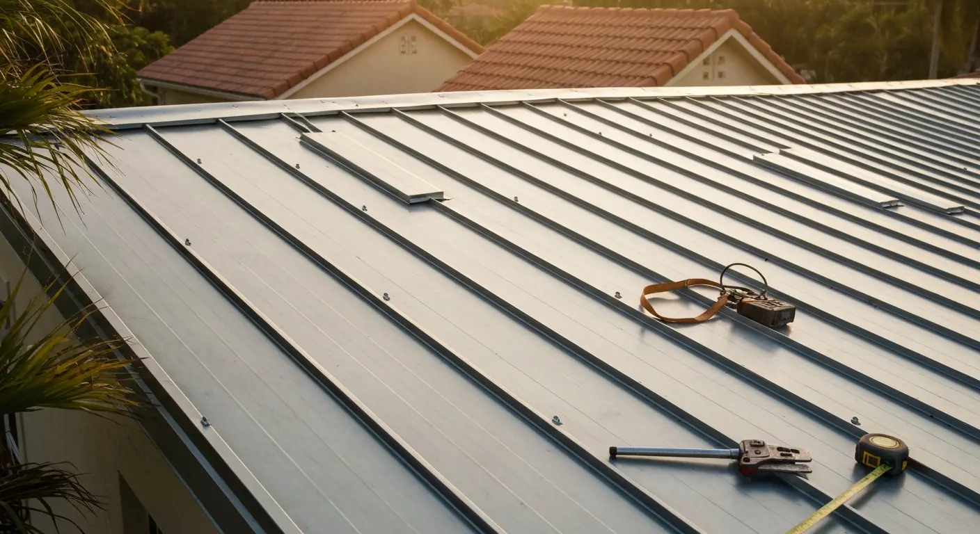 Standing seam metal roof installation