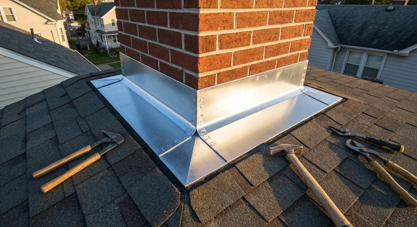 Metal roof flashing and accessories detail