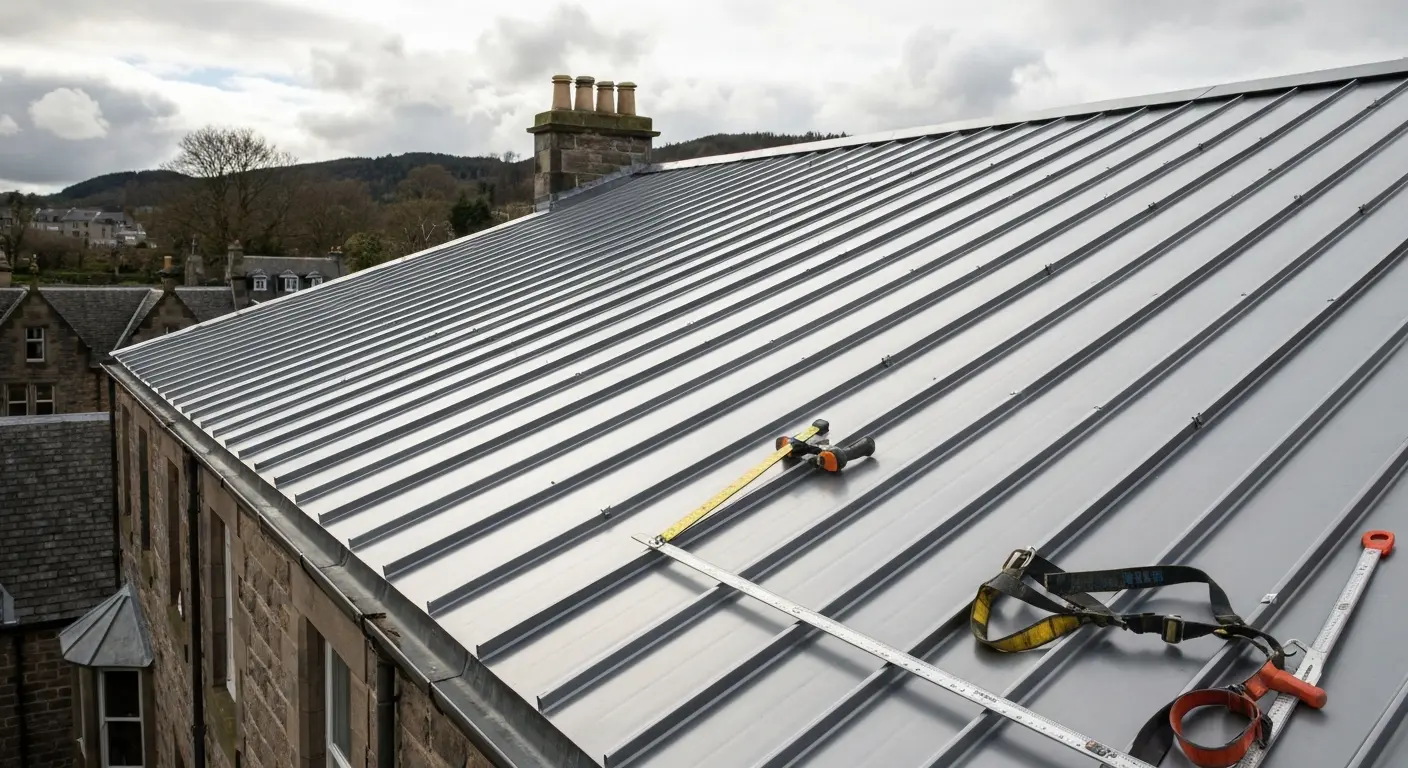 Standing seam metal roof installation