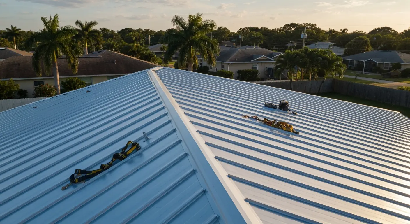 Aerial view of Clearwater roofing project