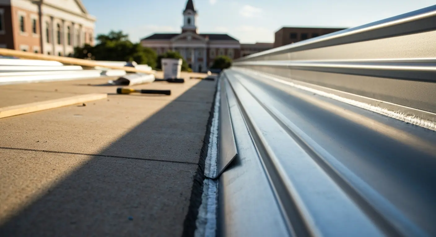 Roof replacement project revealing metal accessories