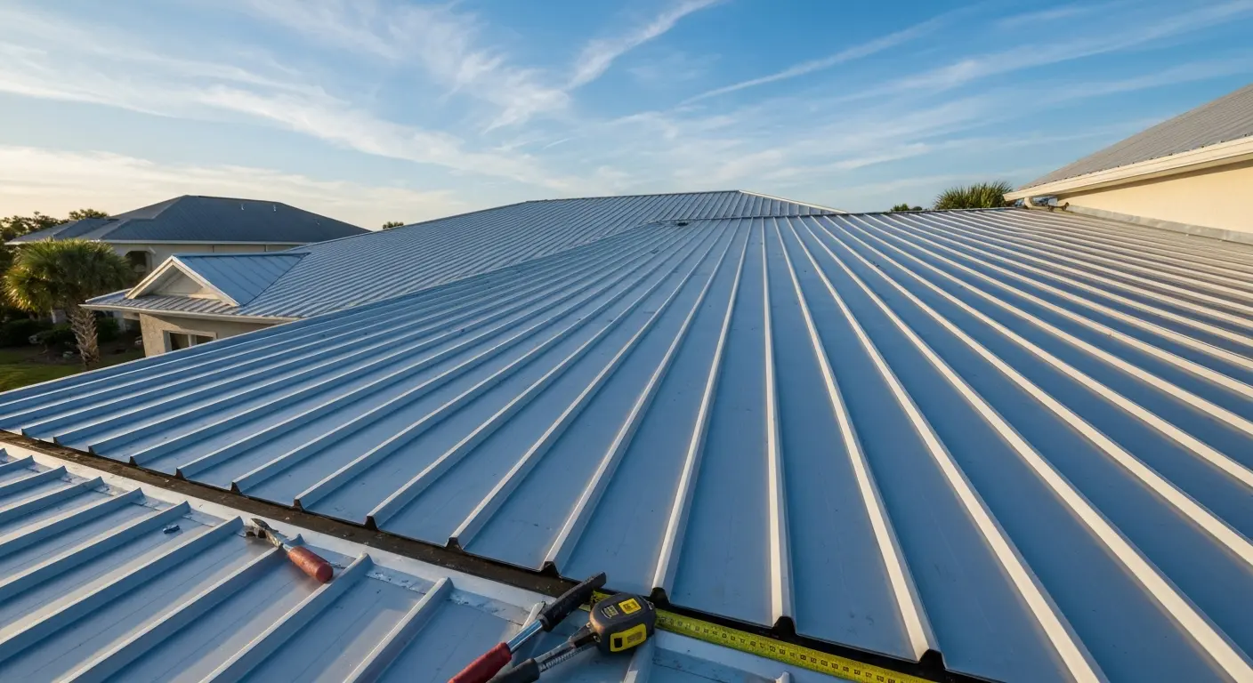 Standing seam metal roofing installation