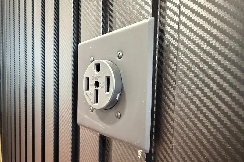 50 amp outlet on a garage wall