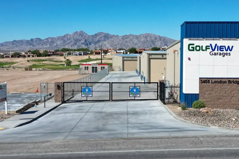 Gated entrance to GolfView Garages