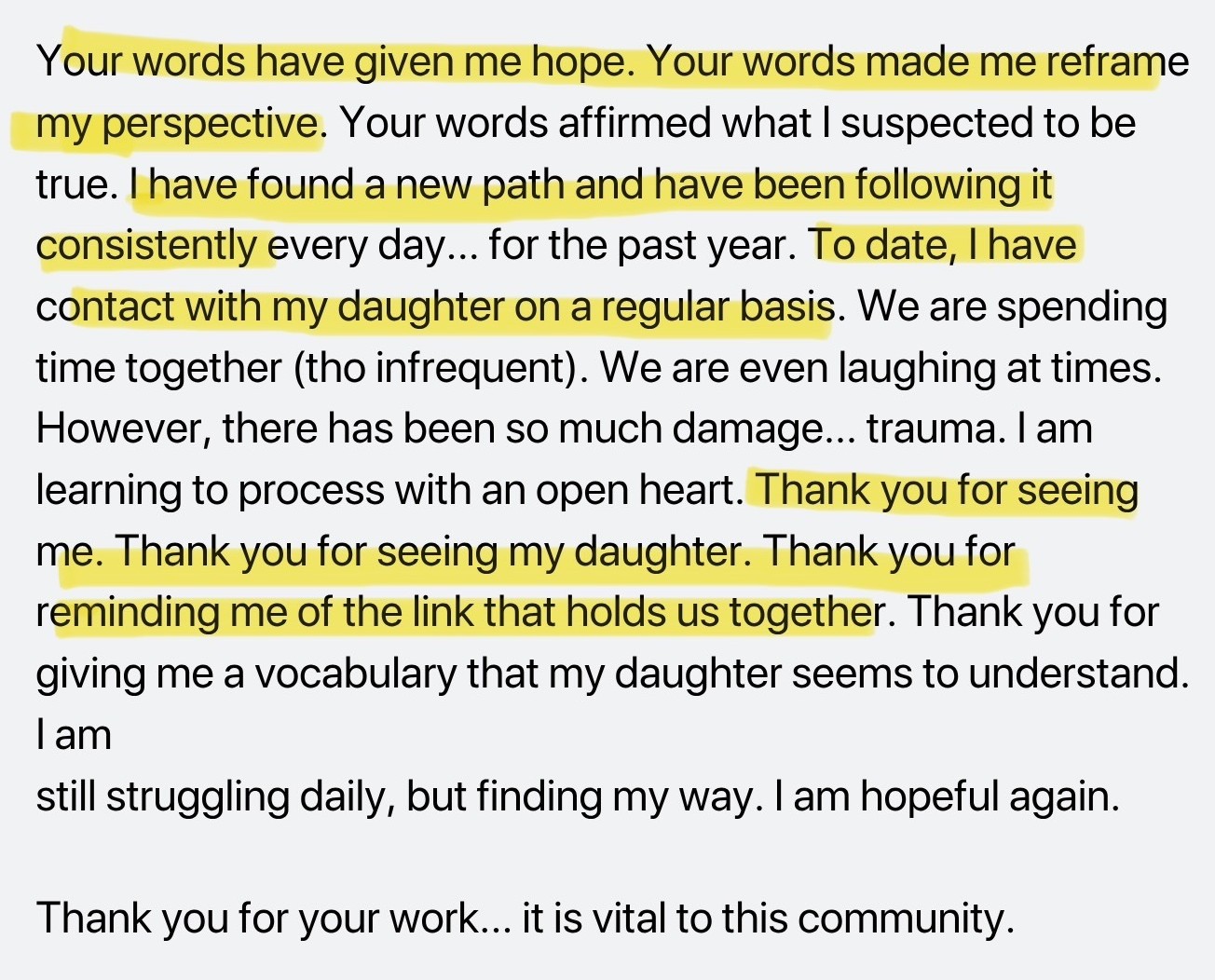 Parent testimonial