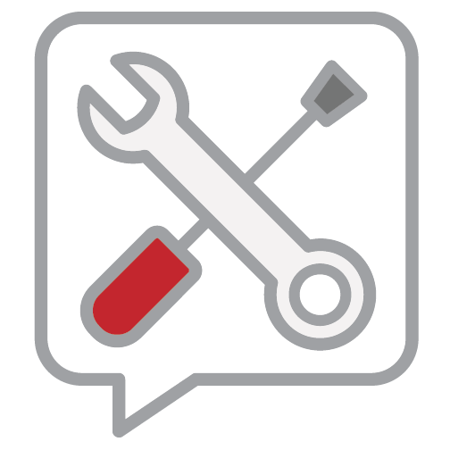 Chatbox with a screw driver and wrench inside icon