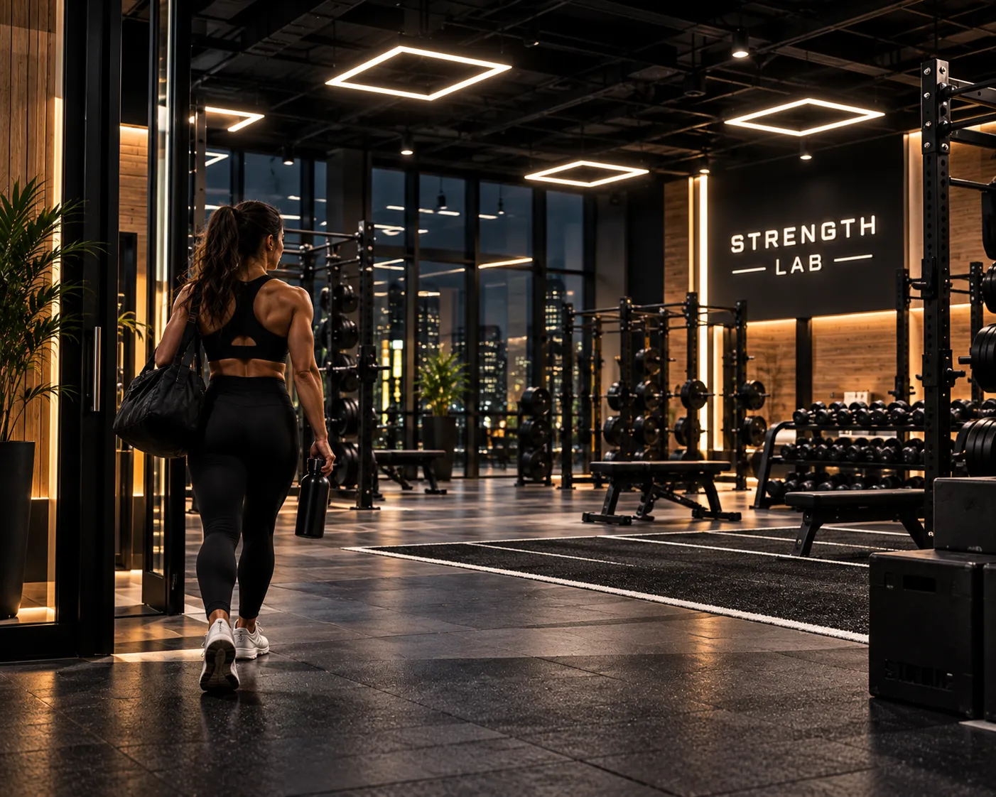Member walking into the Strength Lab training area in Moreno Valley