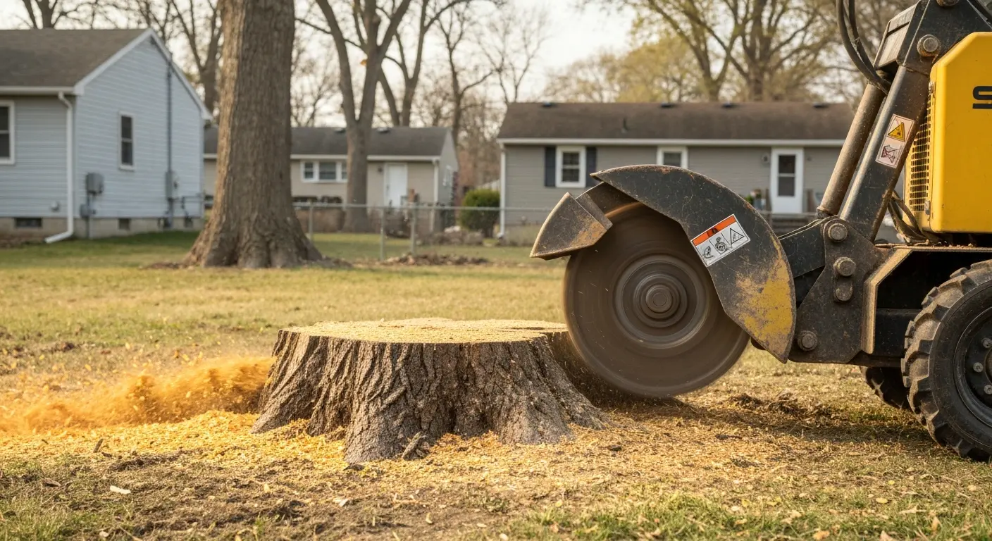 Stump grinding equipment in action