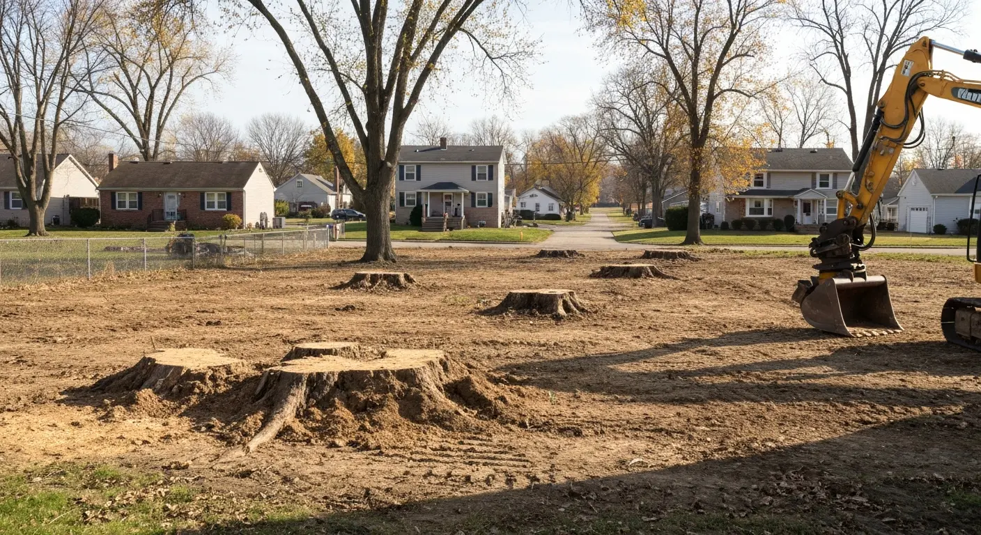 Commercial stump grinding project
