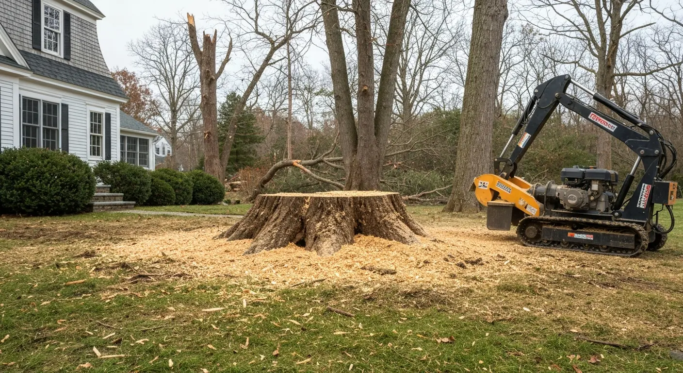 Emergency stump removal after storm damage