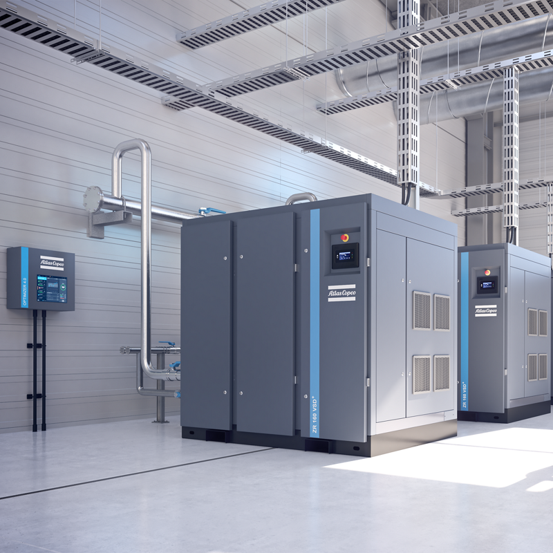 Atlas Copco compressed air system installed by Industrial Compresor