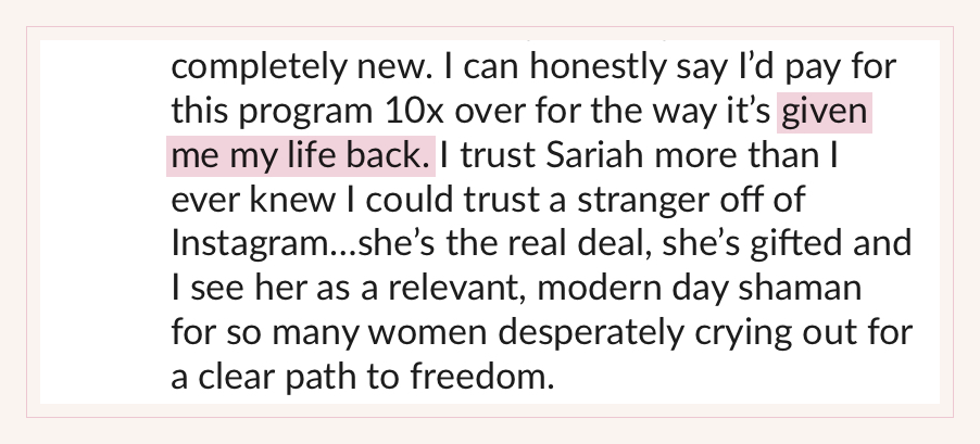 Becky testimonial about getting her life back