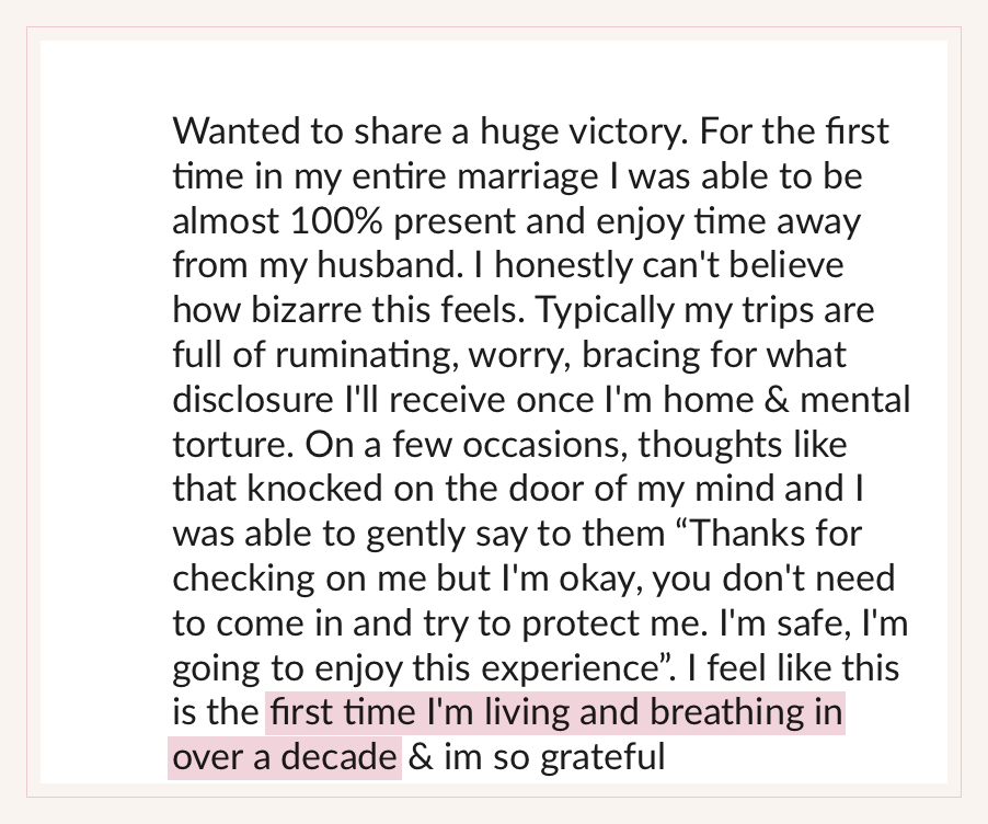 Testimonial about living and breathing again