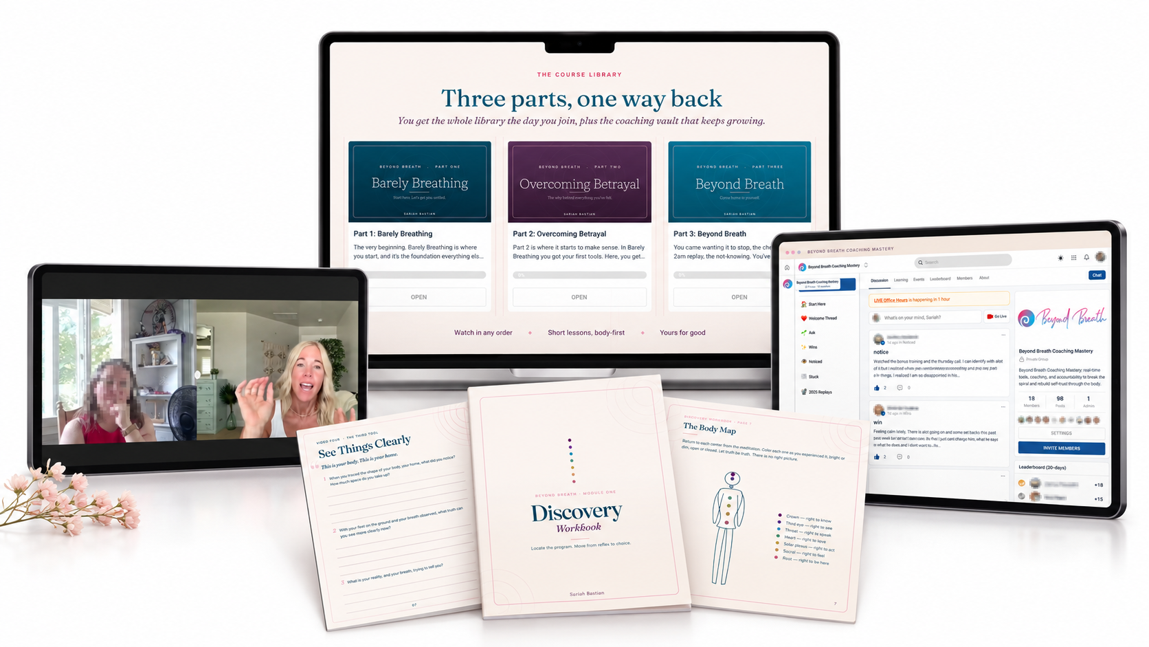 Beyond Breath curriculum, coaching, confidential community, and workbook program mockup