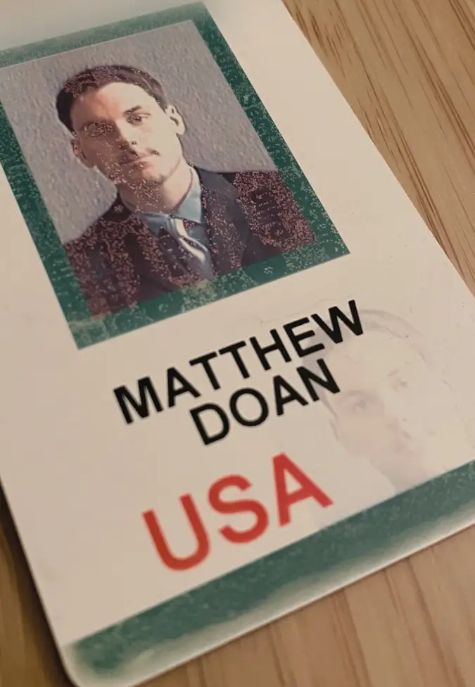 Matt Doan's old corporate ID badge