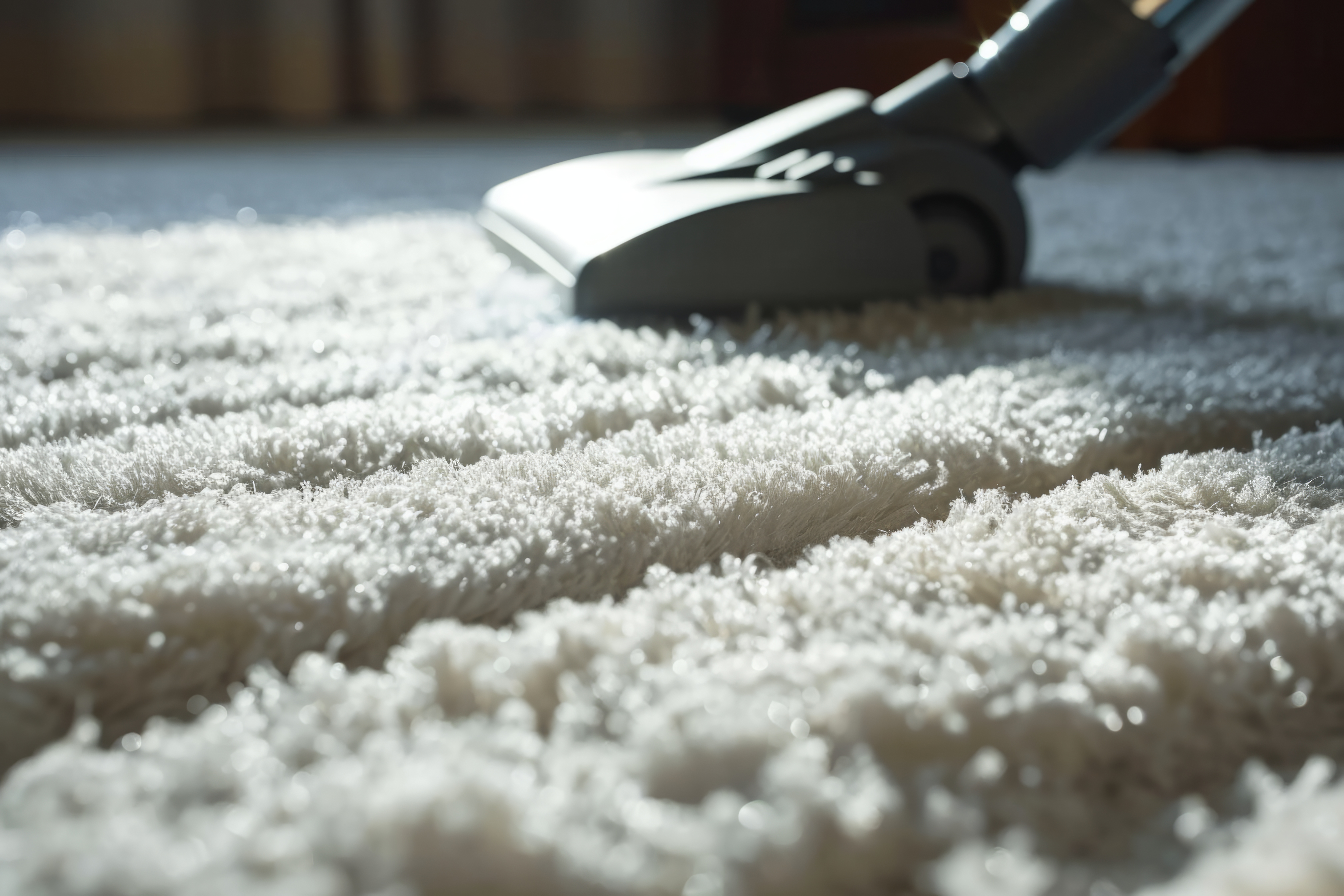 Professional carpet cleaning in progress