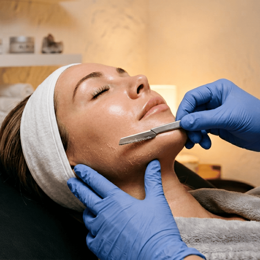 waxing queen of tucson patient receiving dermaplaning treatment