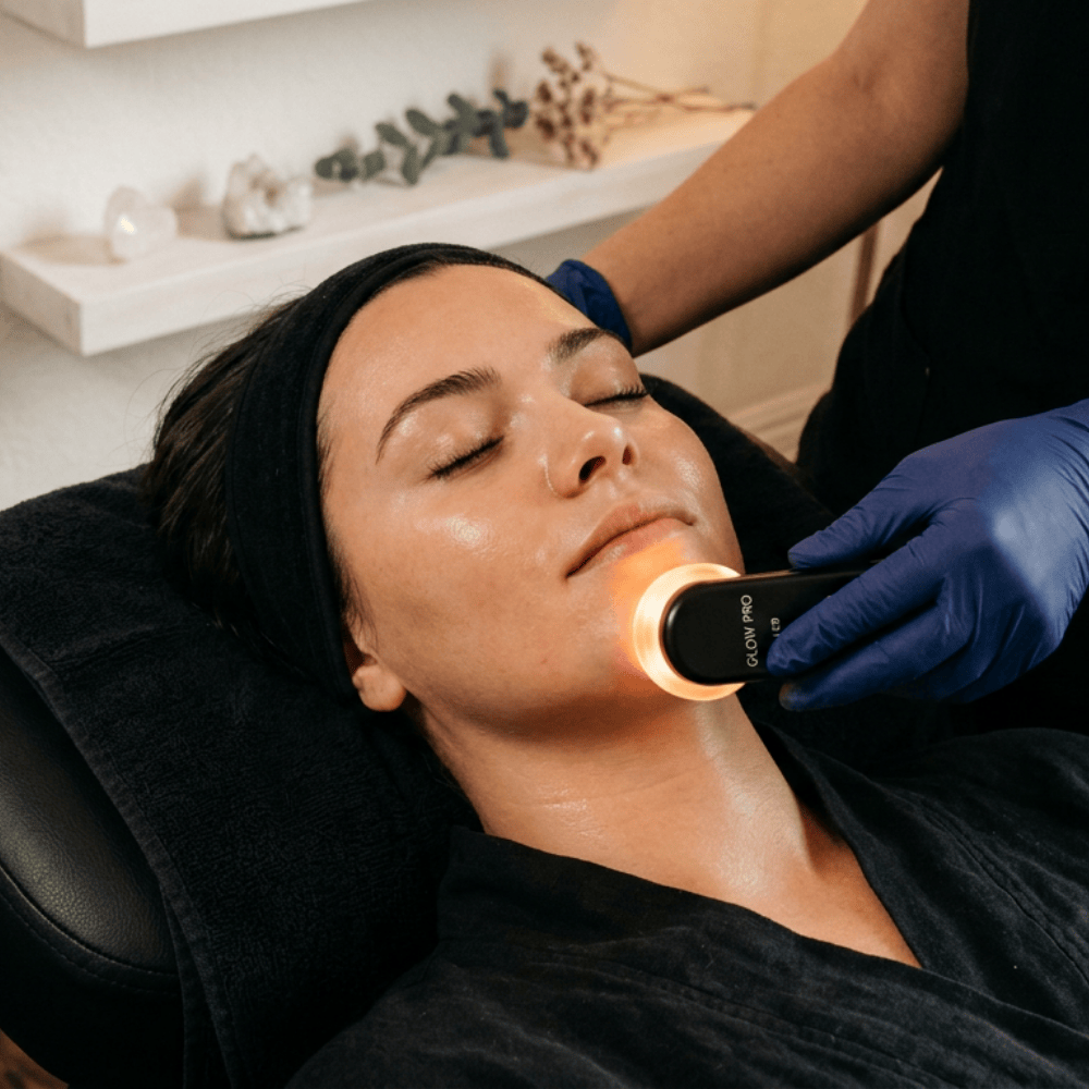 waxing queen of tucson patient receiving facial wand treatment