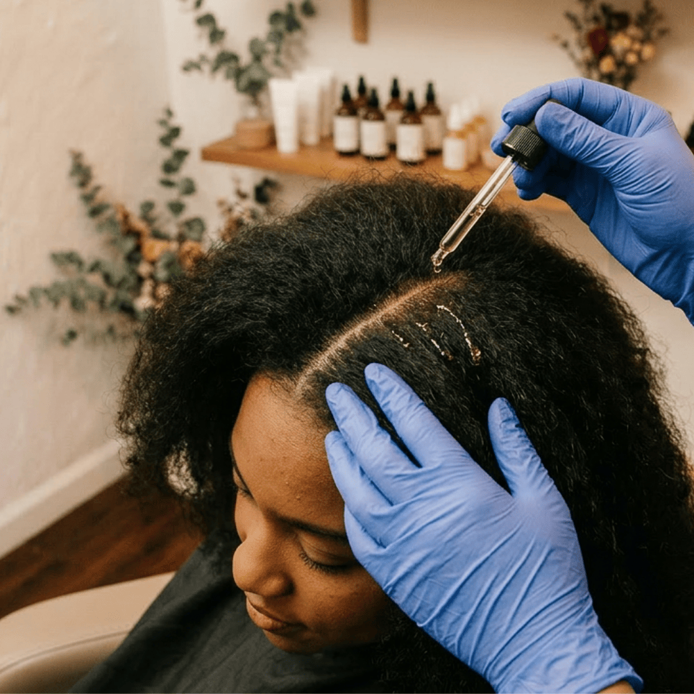 hair growth scalp treatment performed at the waxing queen of tucson