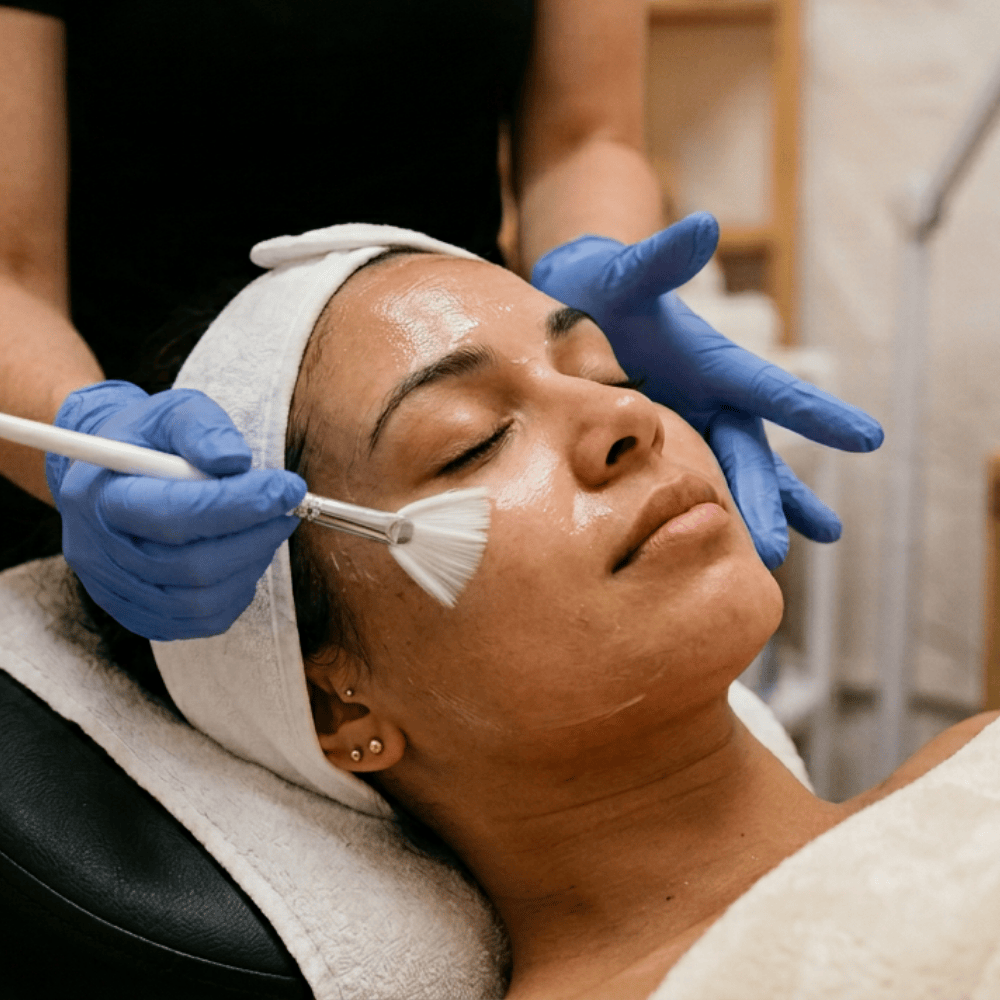 relaxed waxing queen of tucson skin care patient receiving chemical peel