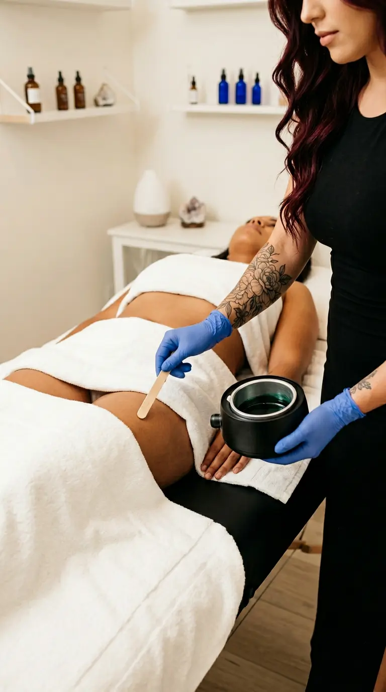 patient pre-Brazilian Wax treatment at the Waxing Queen of Tucson