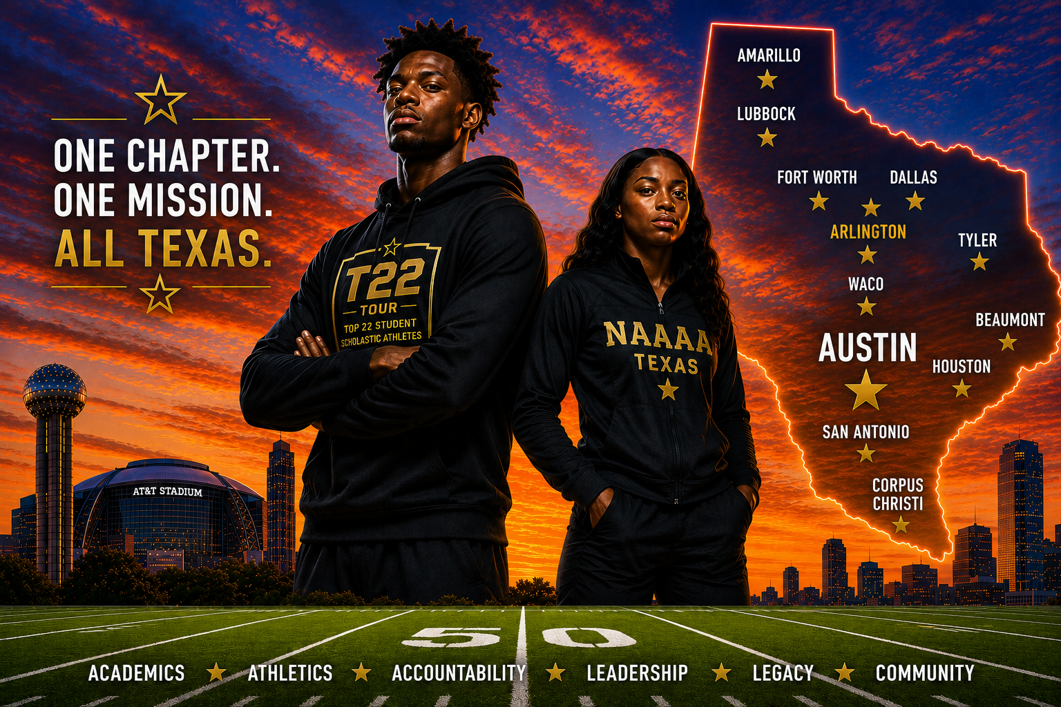 NAAAA Texas Chapter student-athletes representing the Dallas-Fort Worth chapter.