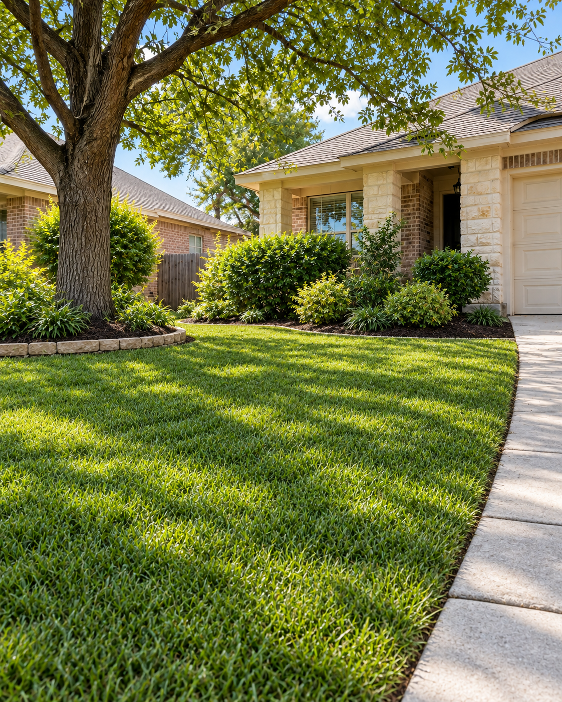 Yard after professional cleanup and clean edging
