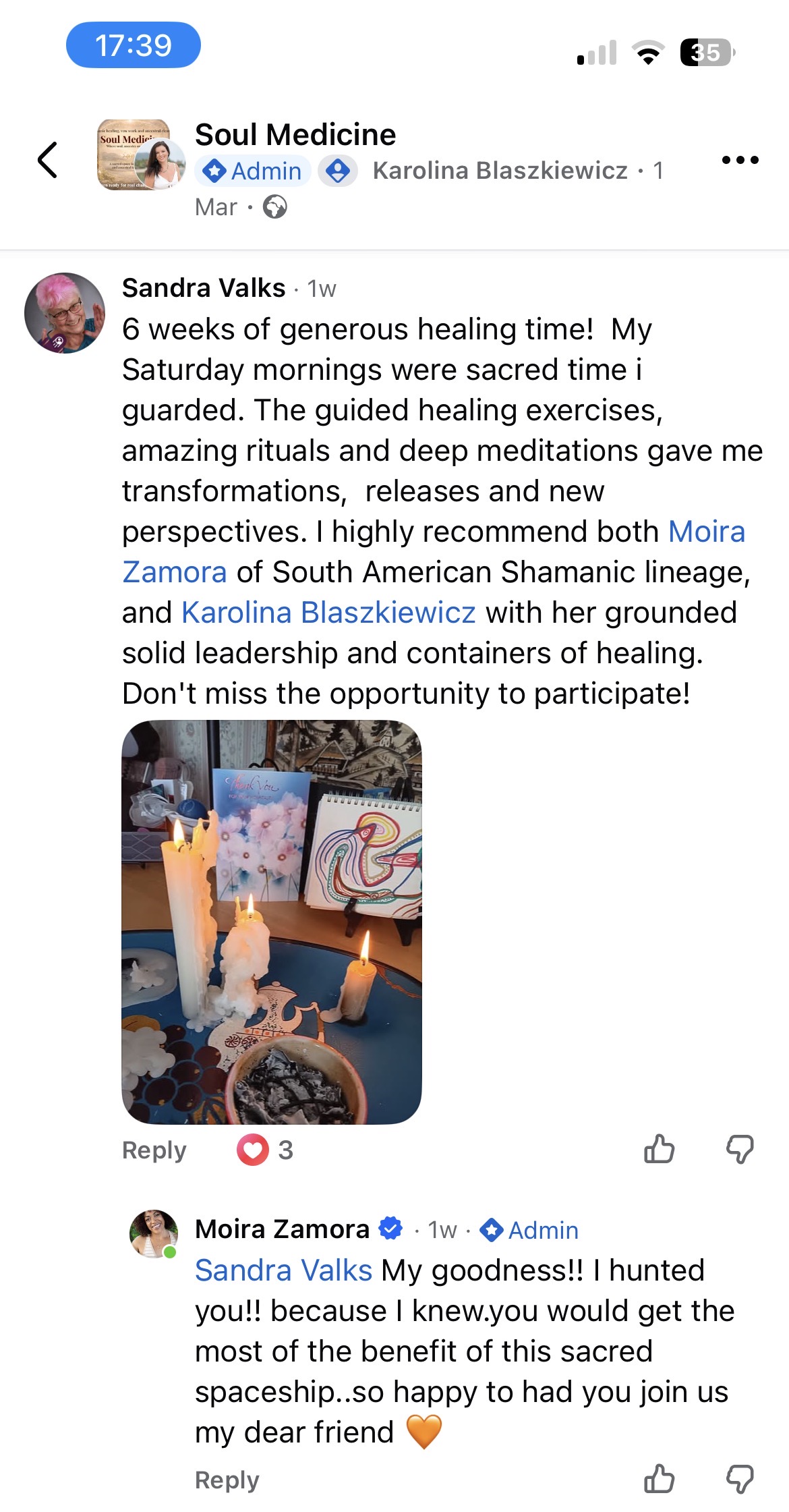 Facebook testimonial: Sandra Voks