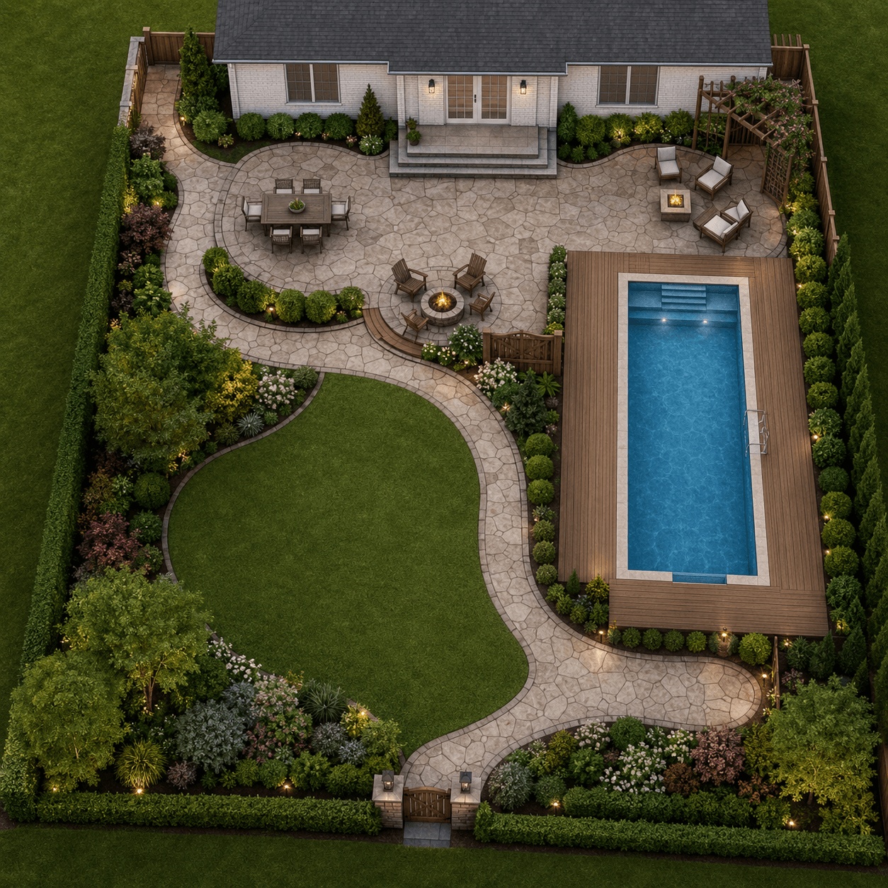 3D rendering of finished backyard patio