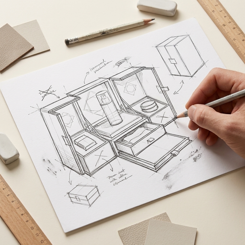 Rough custom packaging sketch