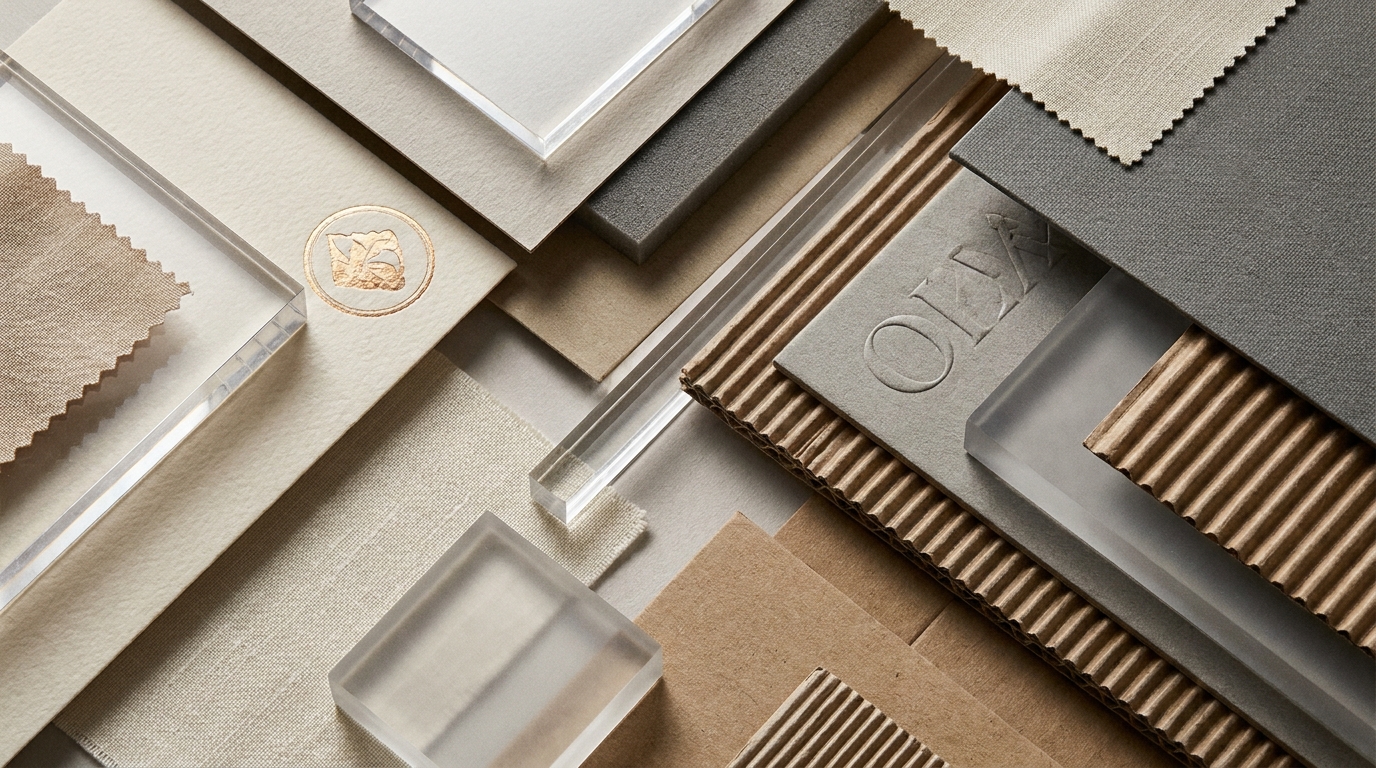 Macro detail of premium custom packaging materials and finish